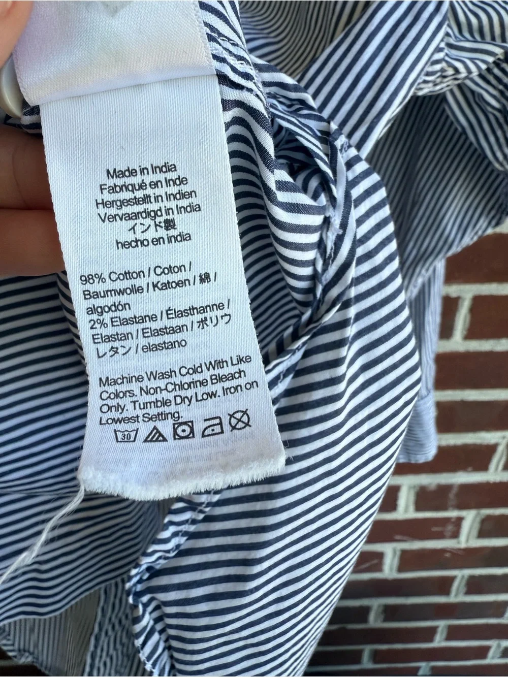 J. Crew Blue and White Vertical Stripe Button-Down Shirt Size 8